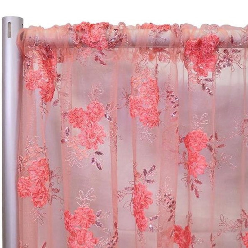 Ribbon Mesh Lace Drapery Panels (56" Wide) / 13 Colors