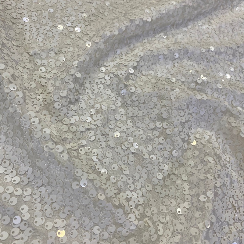 Taffeta Sequins Drapery Panel in White