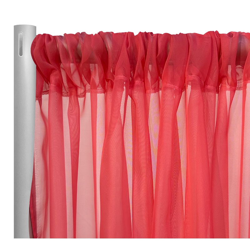 Voile Drapery Panel in Coral Kiss