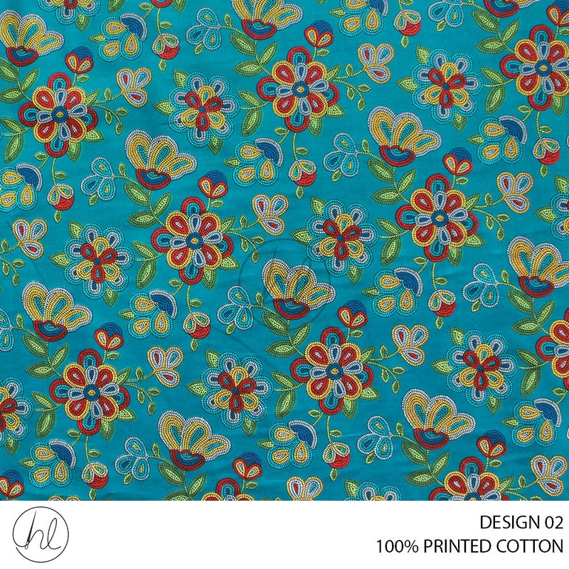 100% PRINTED COTTON 3408 SEA GREEN 110CM PER M