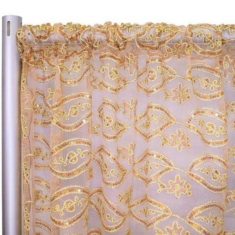 Chain Link Embroidery Drapery Panels (54" Wide) / 7 Colors