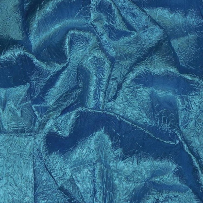Crush Satin (Bichon) Drapery Panel in Peacock 777