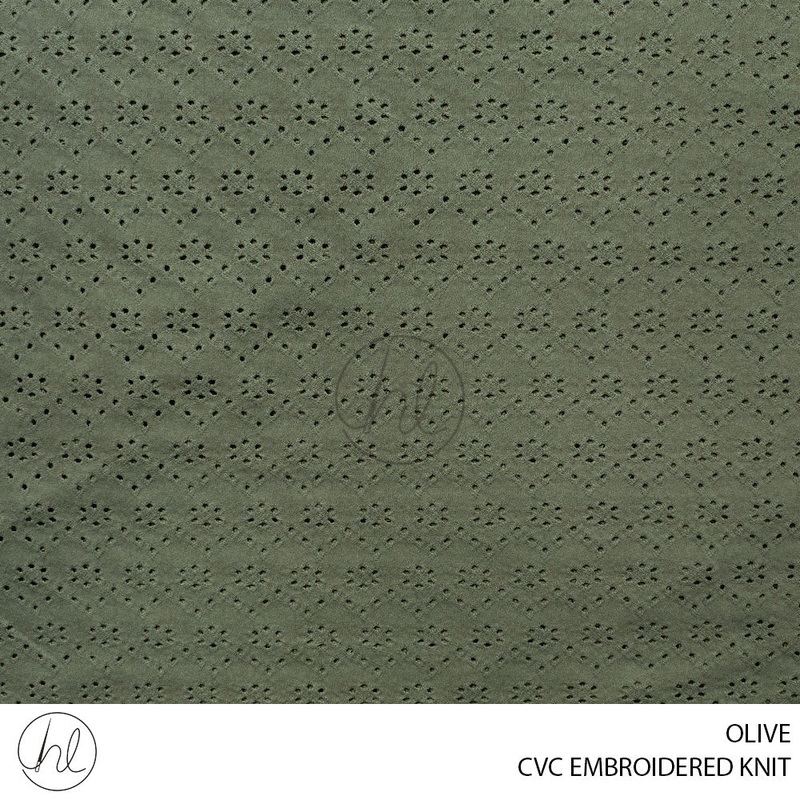CVC EMBROIDERED KNIT 51 OLIVE 150CM PER M