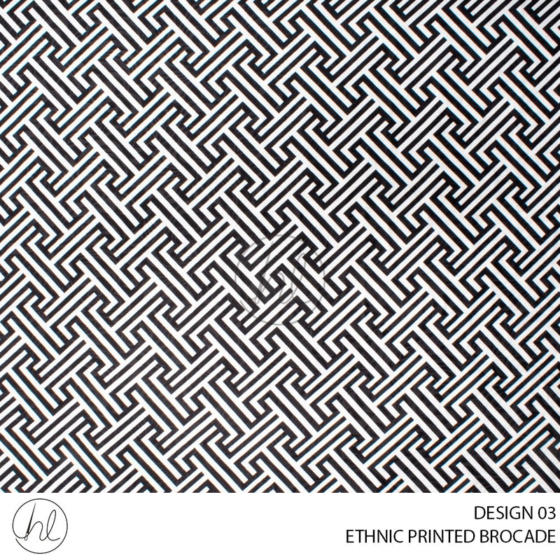 ETHNIC PRINTED BROCADE 55 BLACK/WHITE 150CM PER M