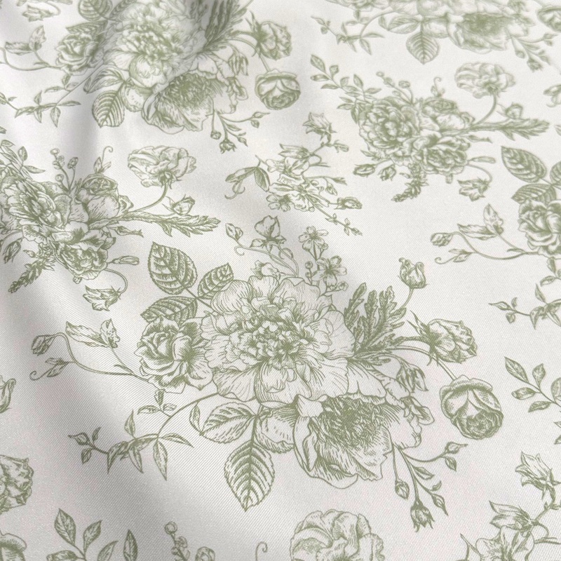 French Toile (Poly Print) Drapery Panel in Sage