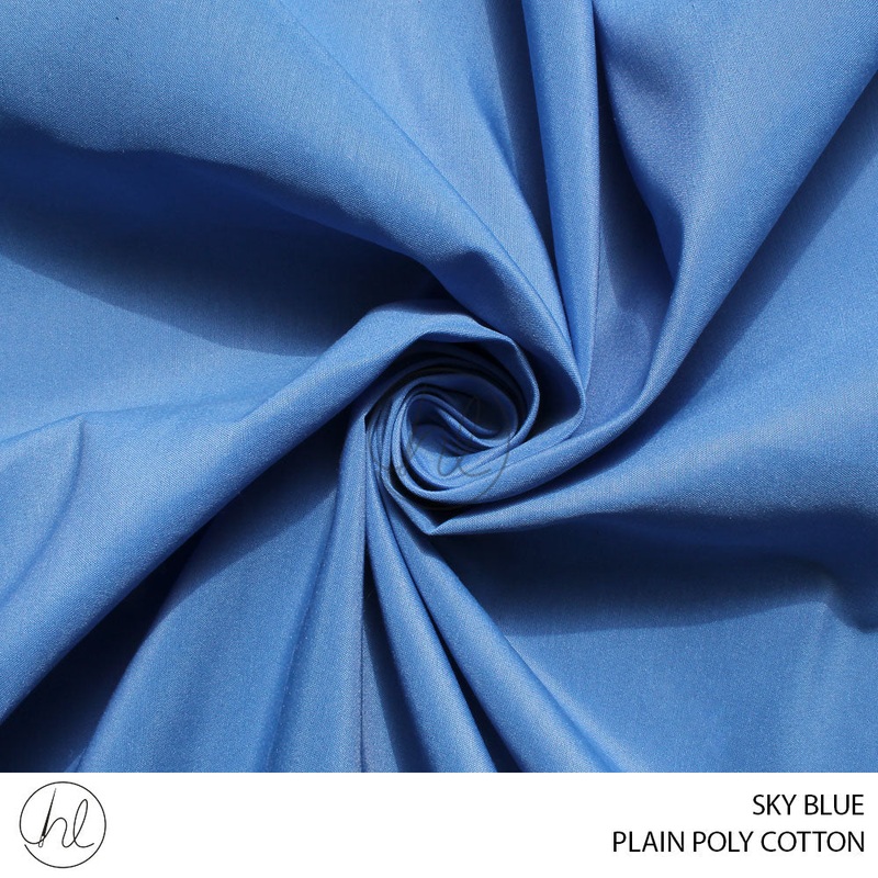 PLAIN POLY COTTON FABRIC 112CM SKY BLUE