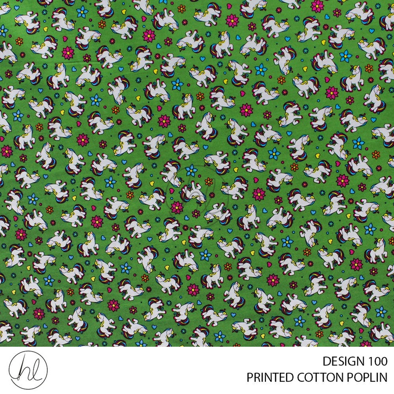 PRINTED COTTON POPLIN 51 GREEN 145CM PER M
