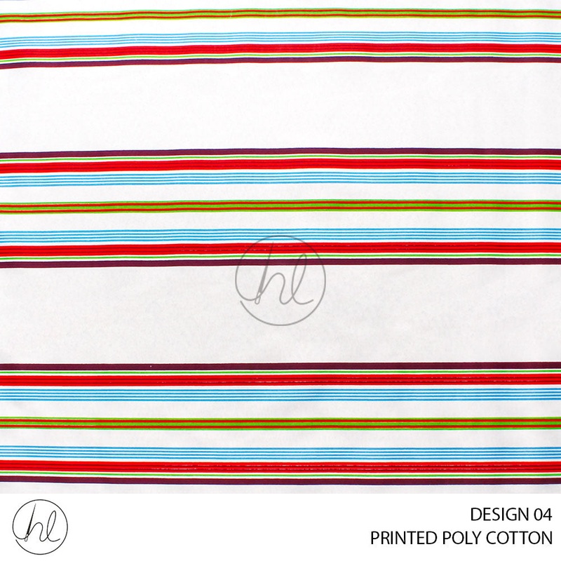 PRINTED POLY COTTON BROAD STRIPE DESIGN 04 WHITE  115CM PER M