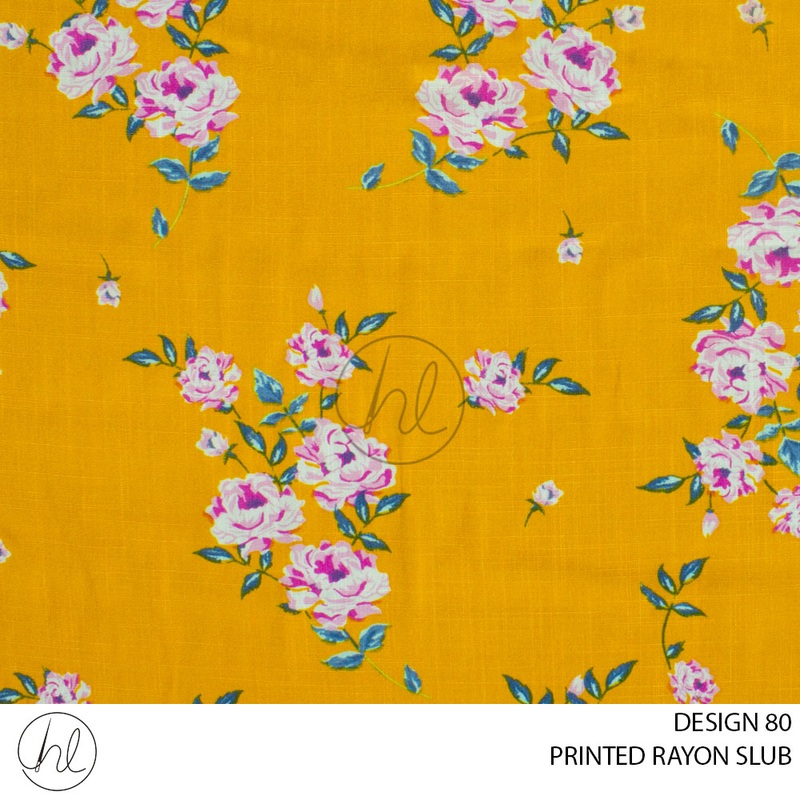 PRINTED RAYON SLUB 51 PER MMUSTARD DESIGN 80150CM WIDE