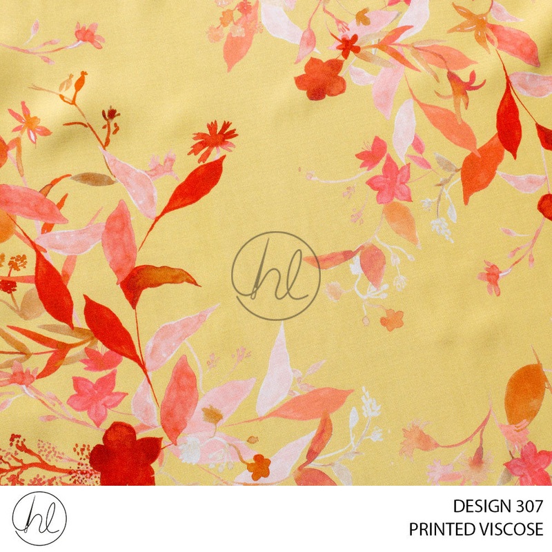 PRINTED VISCOSE PITA PER M DESIGN 307 YELLOW 150CM WIDE