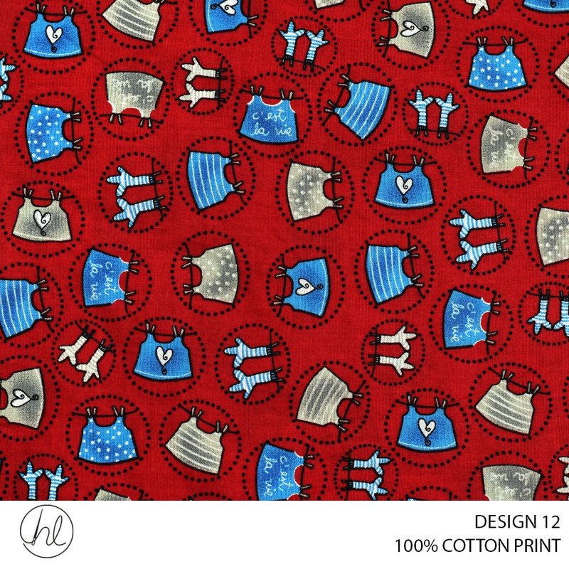 100% COTTON PRINT DESIGN 12 150CM WIDE PER M