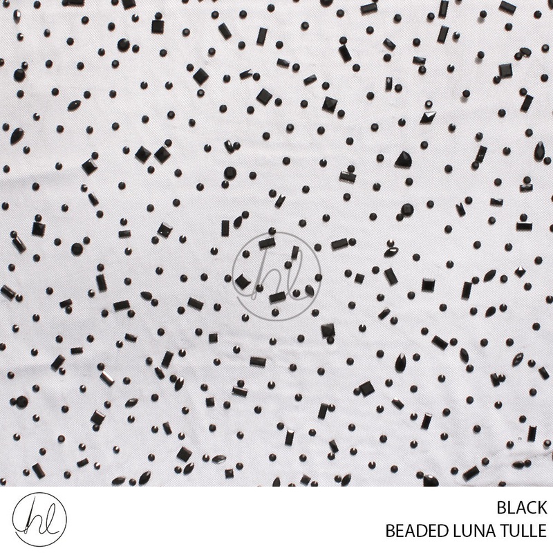 BEADED LUNA TULLE 781 BLACK 130CM PER M