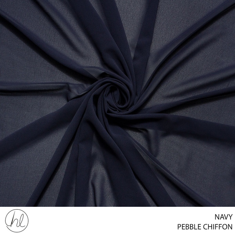 CHIFFON PEBBLE PLAIN FABRIC 150CM NAVY ROLL 001 1
