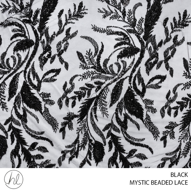 Mystic Beaded Lace 53 Black 125cm Per M