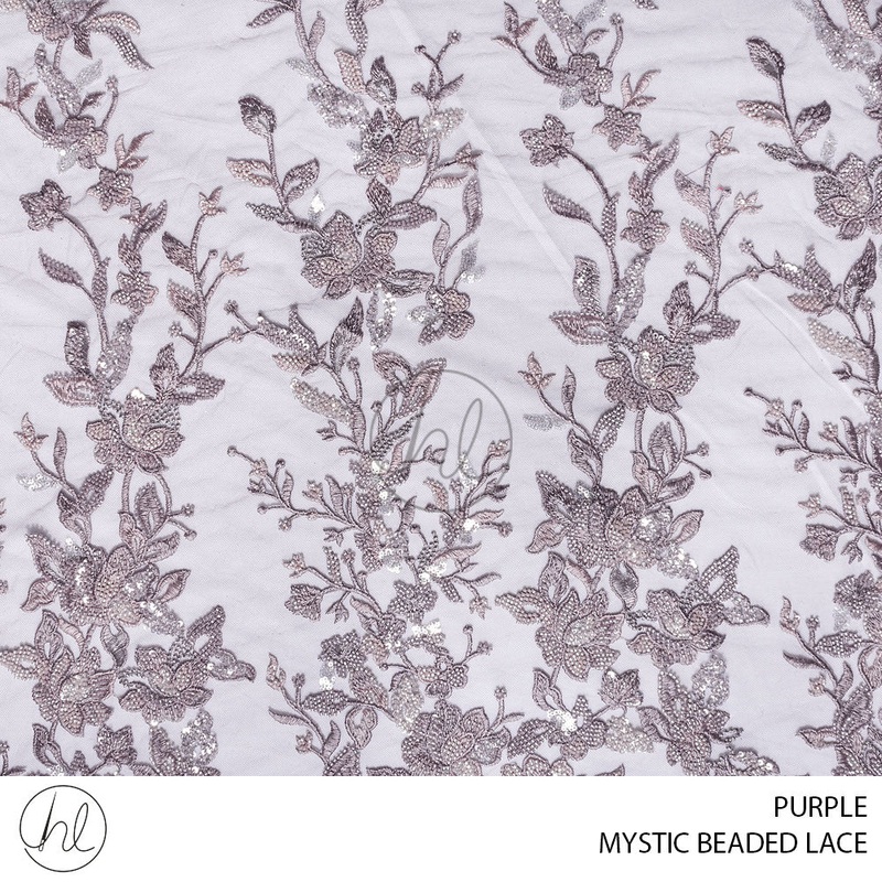 Mystic Beaded Lace 53 Purple 125cm Per M