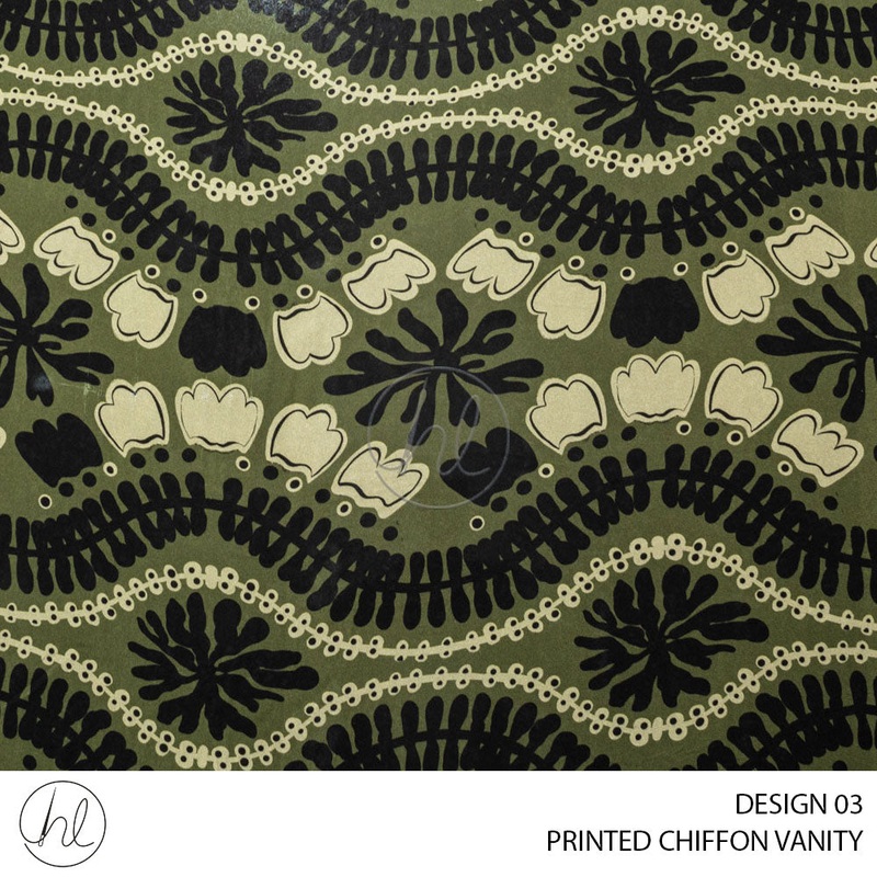 PRINTED CHIFFON VANITY PER M51 DESIGN 03 GREEN 150CM WIDE