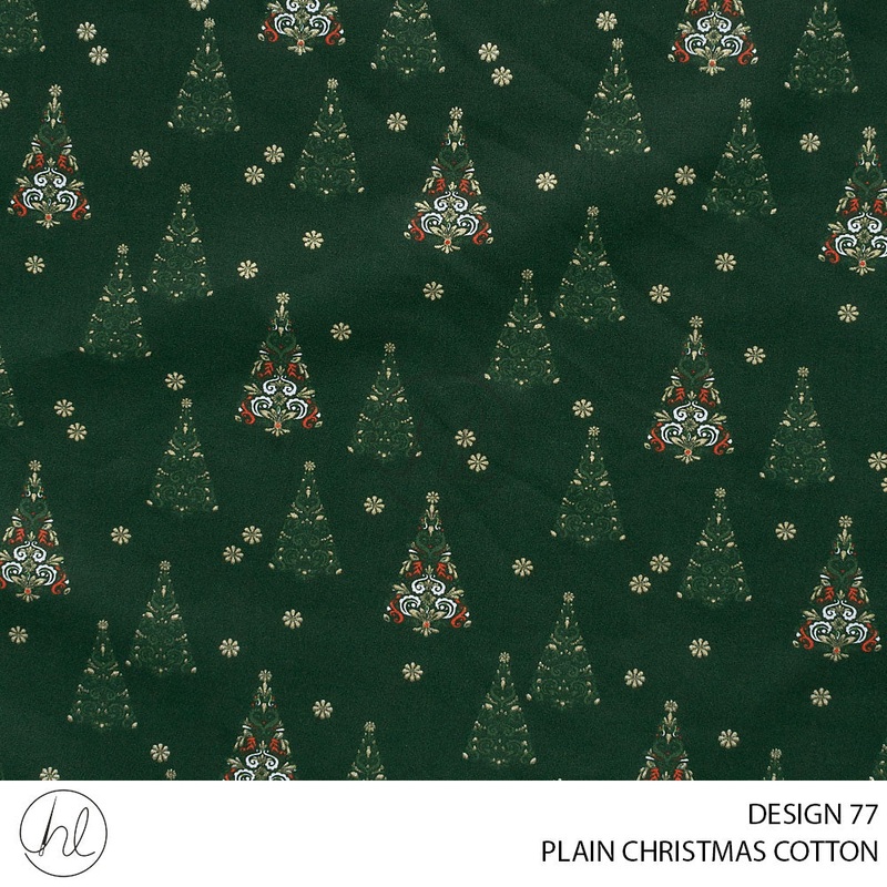 PRINTED CHRISTMAS COTTON DESIGN 101 51 BOTTLE GREEN 145CM PER M