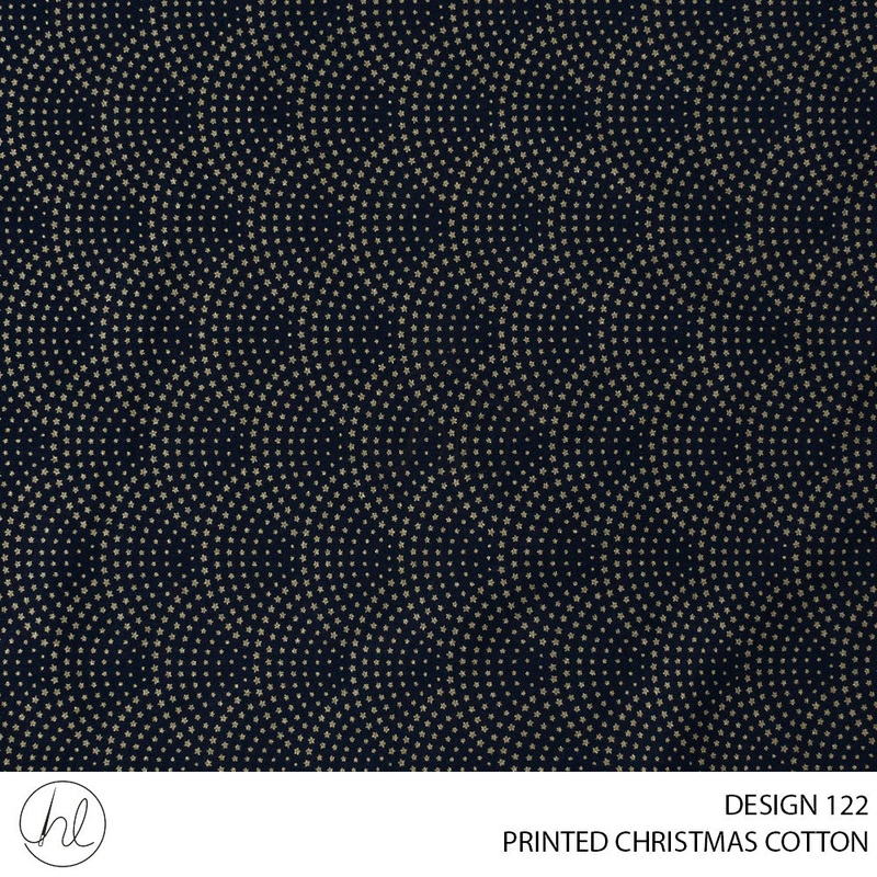 PRINTED CHRISTMAS COTTON DESIGN 57 51 NAVY 145CM PER M