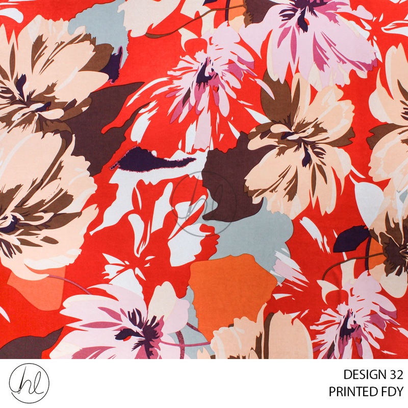 PRINTED FDY 781 BURNT ORANGE 150CM PER M