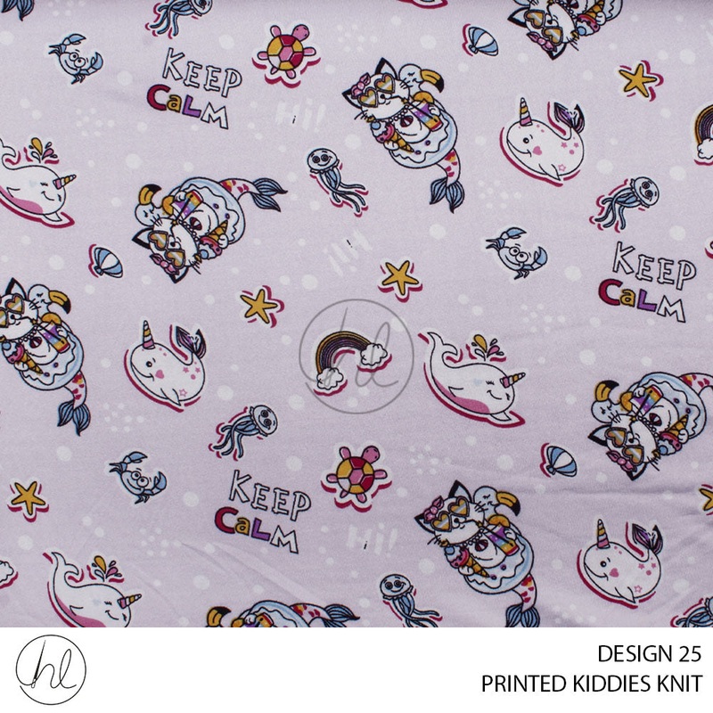 PRINTED KIDDIES KNIT PER M DESIGN 25 LILAC 150CM WIDE
