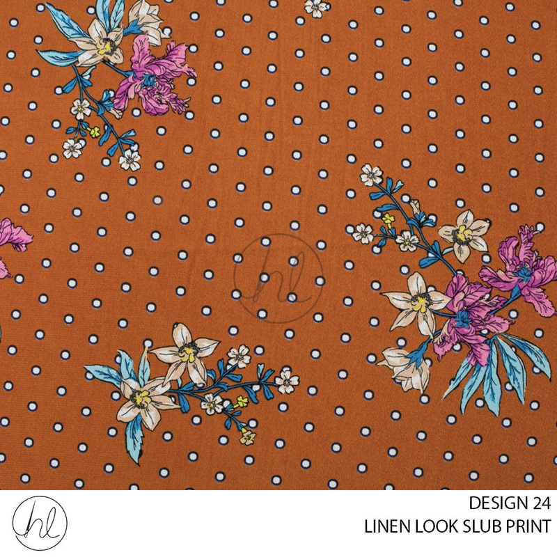PRINTED LINEN LOOK SLUB 21 PER MBROWNDESIGN 24 150CM WIDE
