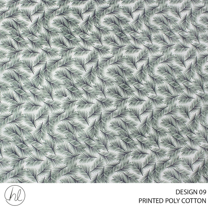 PRINTED POLY COTTON DES1 112CM SAGE ROLL ROLL 001