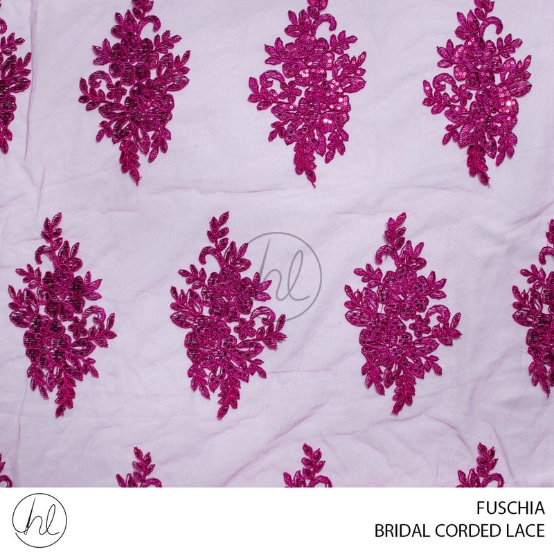 BRIDAL CORED LACE 53 FUSCHIA 130CM PER M