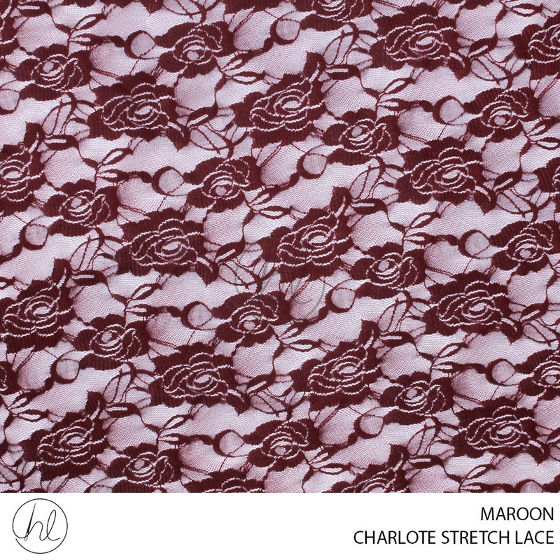 CHARLOTE STRETCH LACE 55 MAROON 150CM PER M