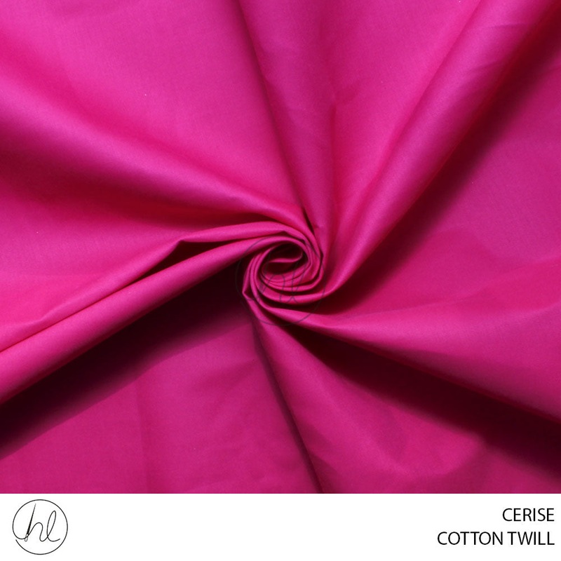 COTTON TWILL PLAIN FABRIC CERISE 150CM PER M