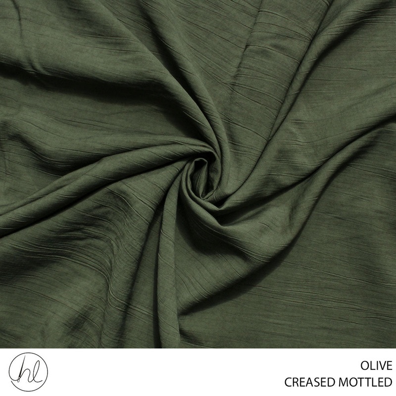 CREASED MOTTLED NR FABRIC 150CM OLIVE ROLL ROLL 001