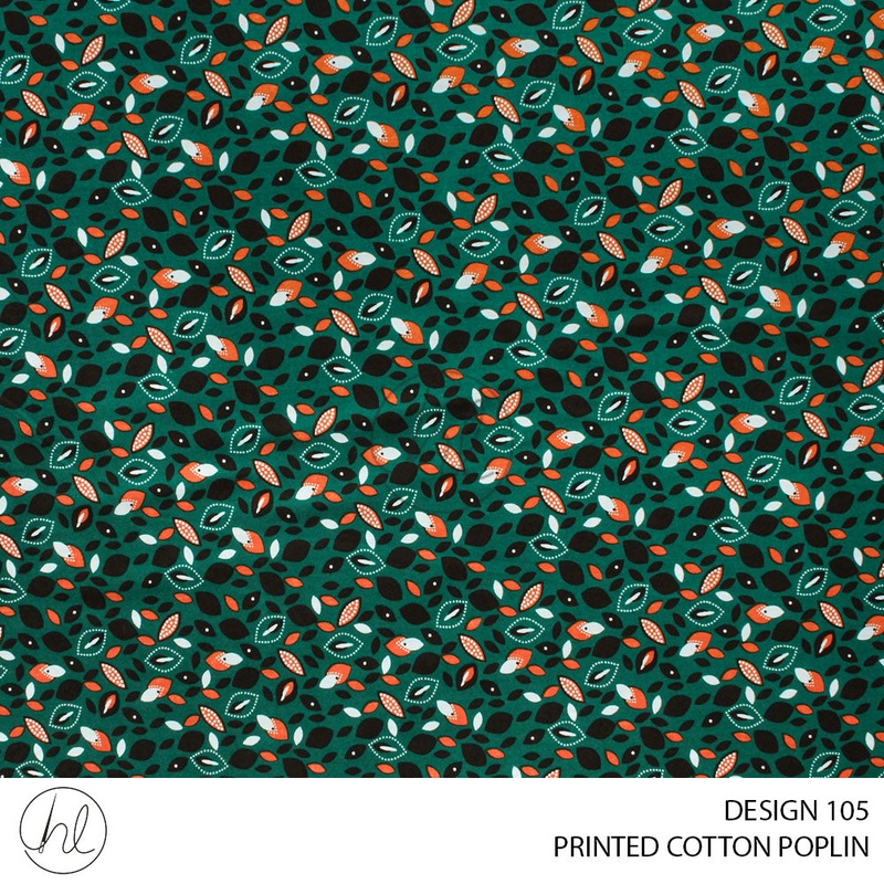 PRINTED COTTON POPLIN 51 BOTTLE GREEN 145CM PER M