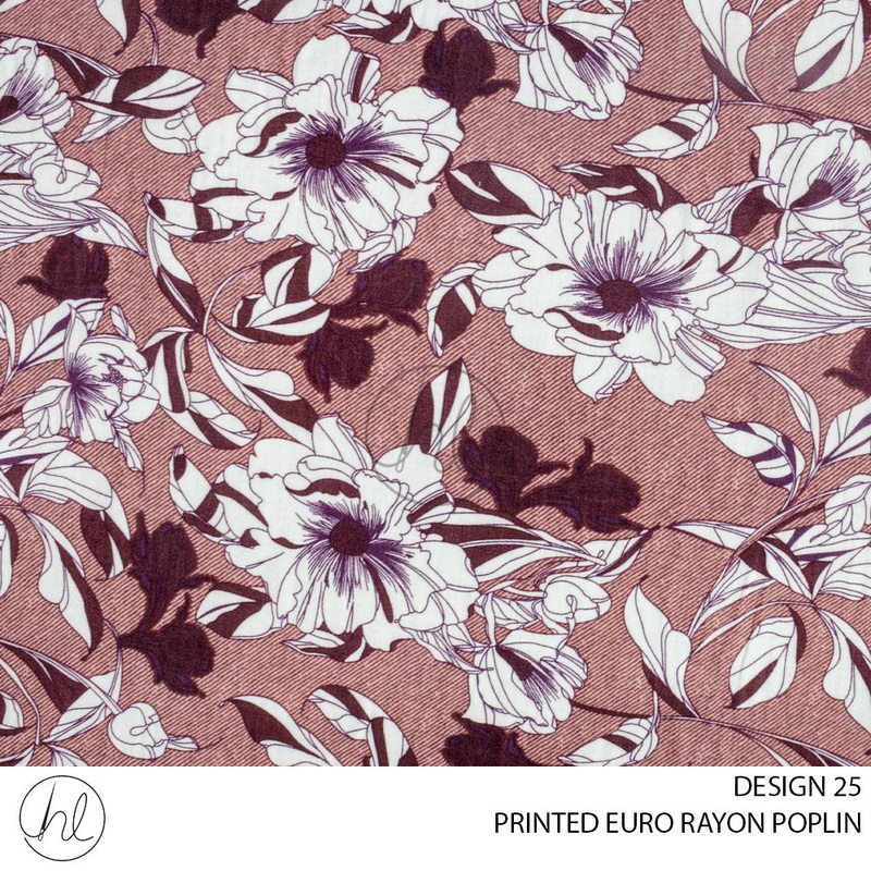 PRINTED EURO RAYON POPLIN  PER M  GRAPE DESIGN 25 150CM WIDE