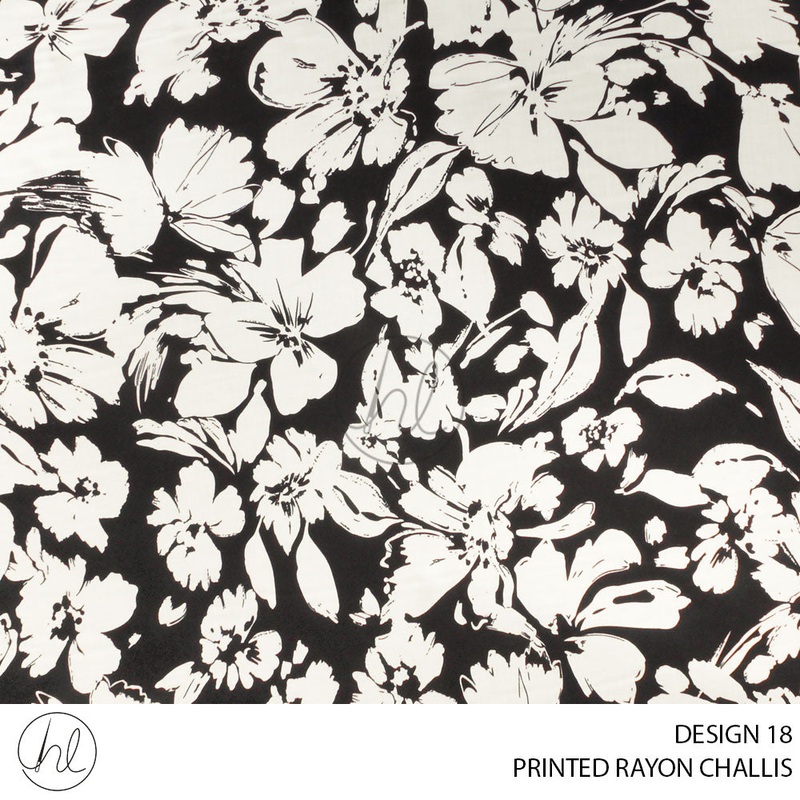 PRINTED RAYON CHALLIS 56 BLACK 150CM PER M