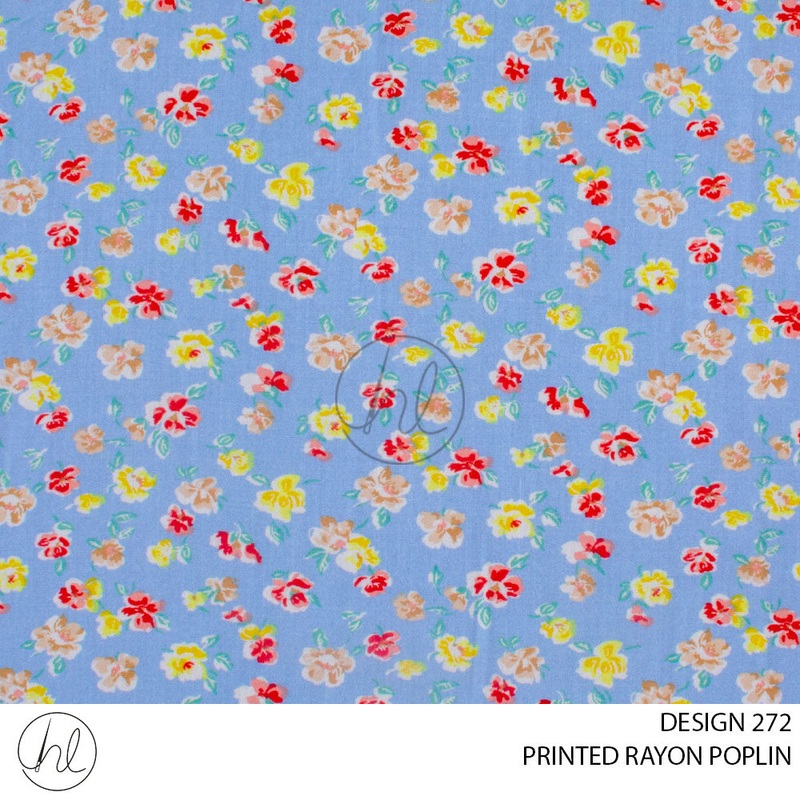 RAYON POPLIN PRINT 51 PER M SKY BLUE DESIGN 272150CM WIDE