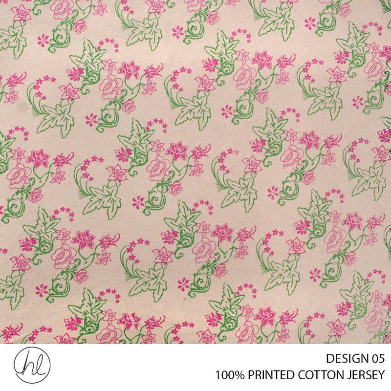 100% PRINTED COTTON JERSEY DESIGN 05 150CM WIDE PER M51