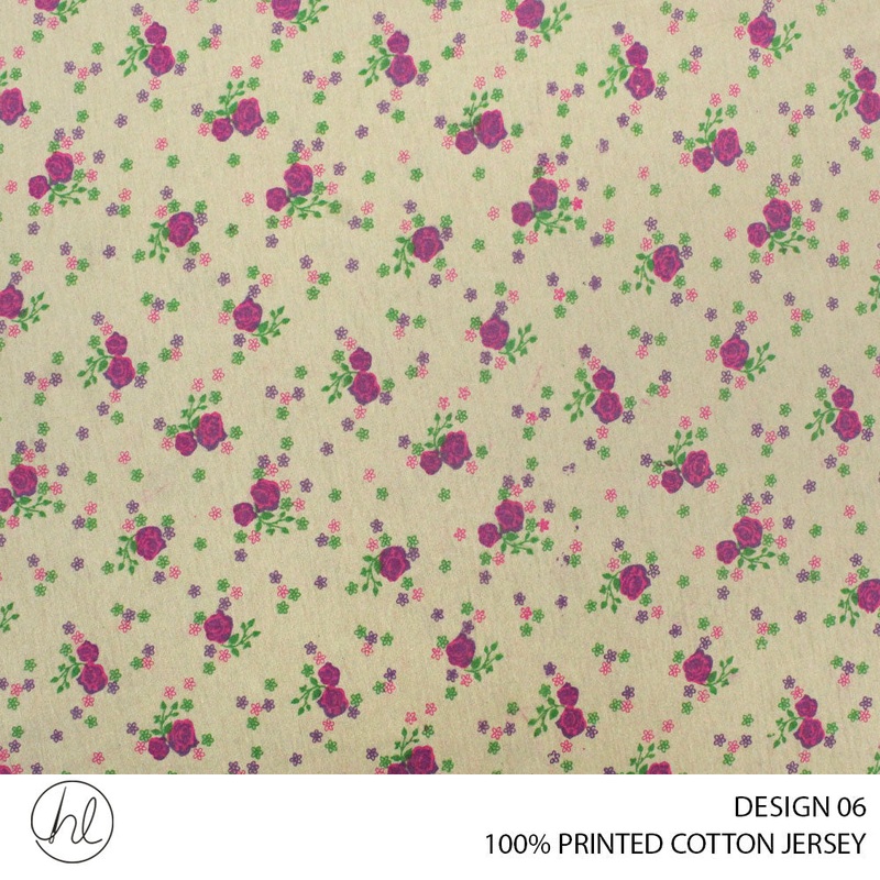100% PRINTED COTTON JERSEY DESIGN 06 150CM WIDE PER M51