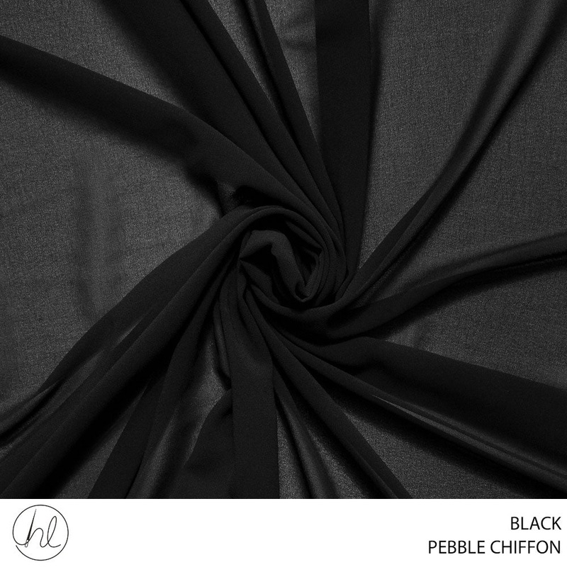 CHIFFON PEBBLE PLAIN FABRIC 150CMBLACK ROLL 001 1