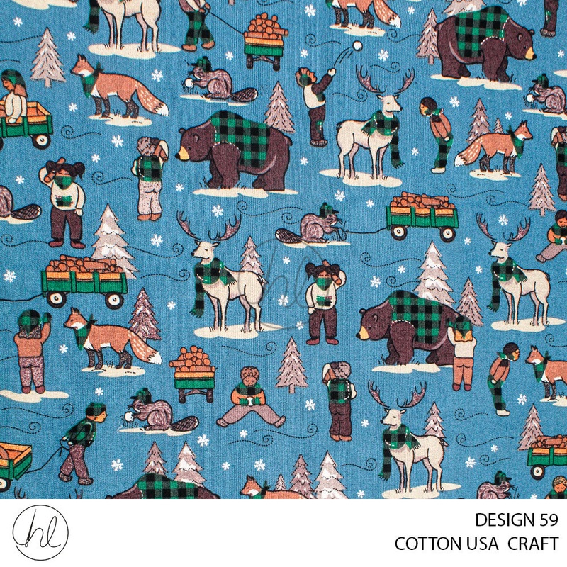 COTTON USA CRAFTS PER M BLUE DESIGN 59 112CM WIDE
