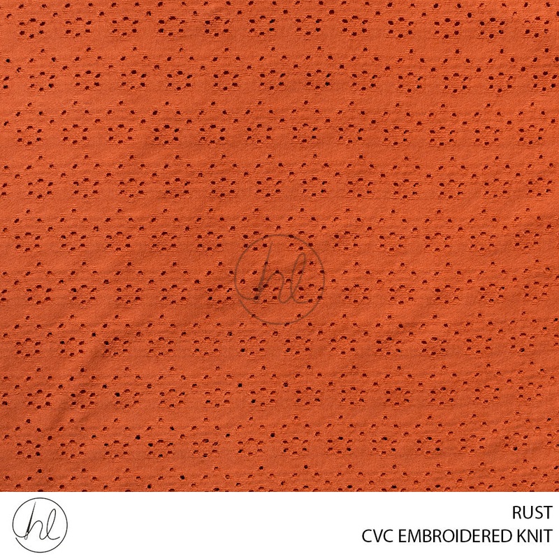 CVC EMBROIDERED KNIT 51 RUST 150CM PER M