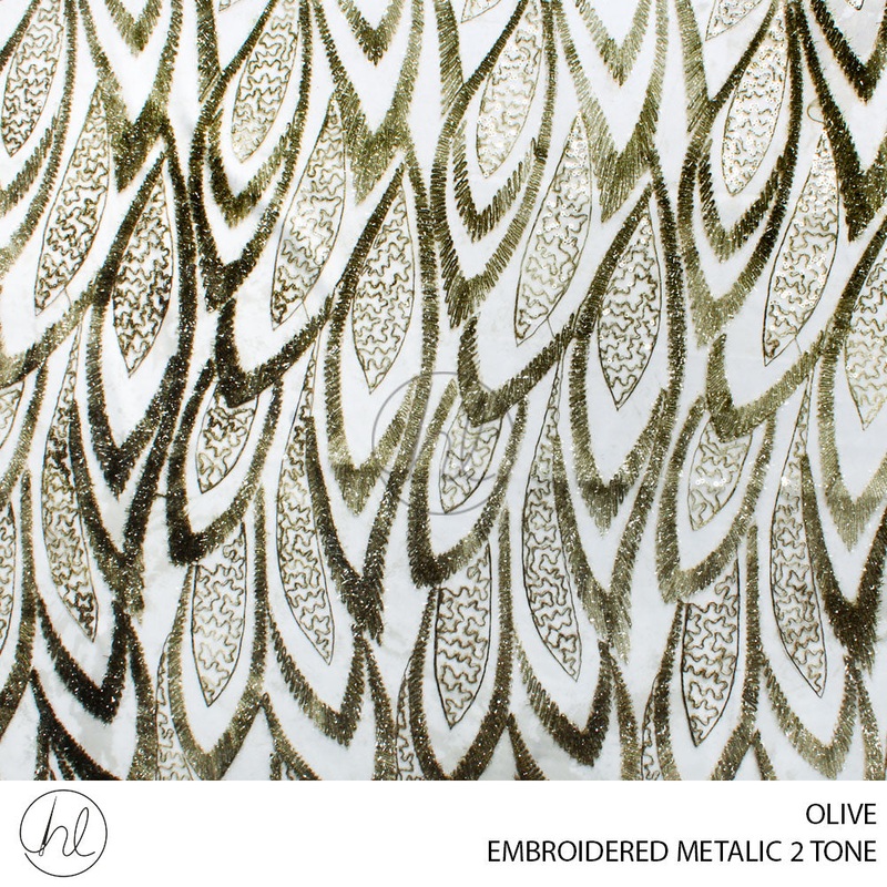 EMBROIDERED METALLIC 2 TONE 56 OLIVE 120CM PER M