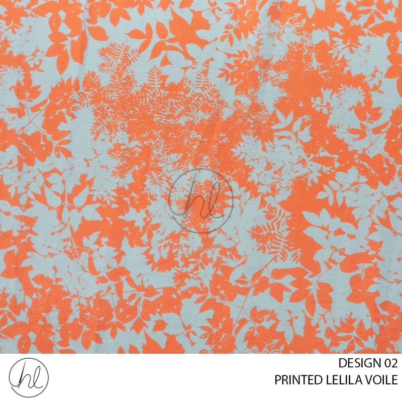 PRINTED LELILA VOILE 51 PER M  AQUA DESIGN 02 150CM WIDE