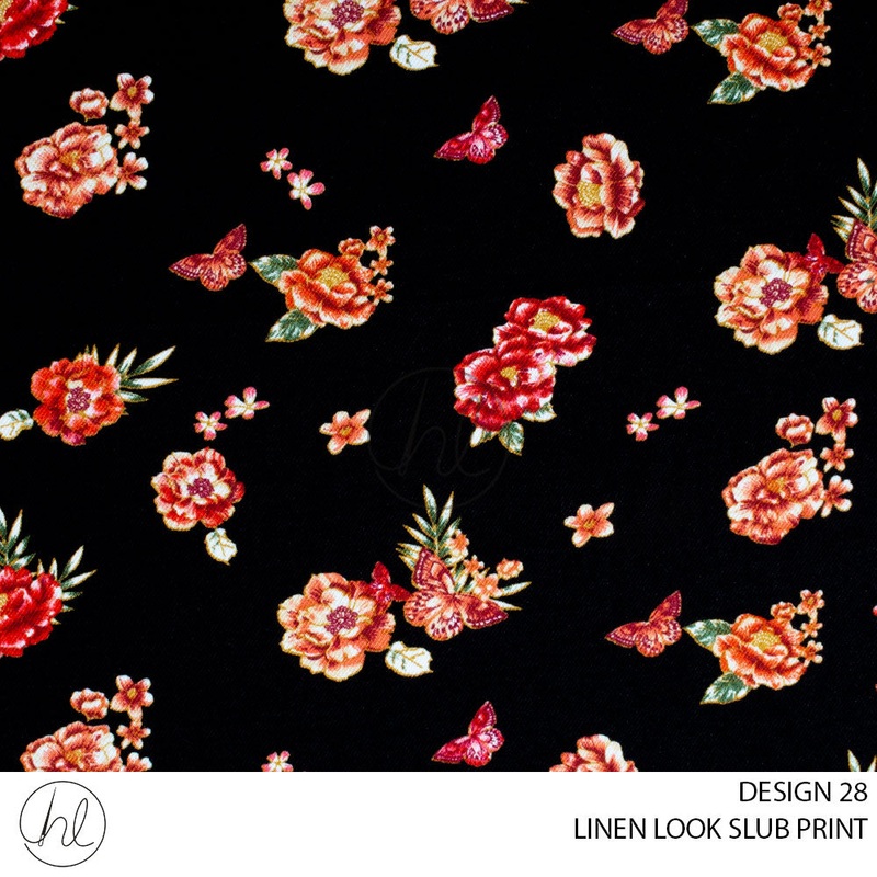 PRINTED LINEN LOOK SLUB 21 PER MBLACK DESIGN 28 150CM WIDE