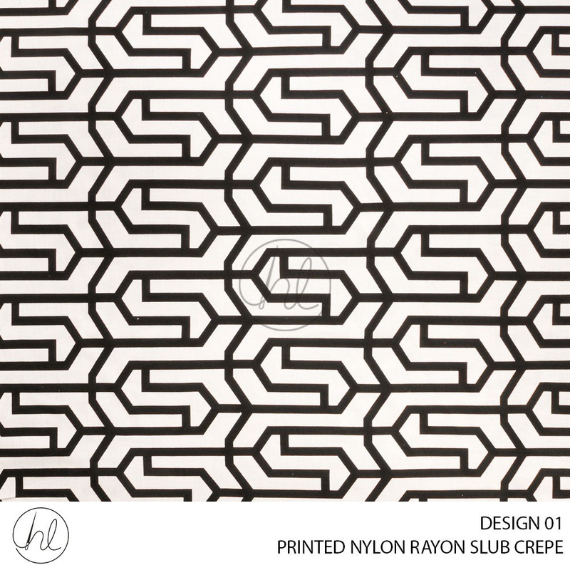 PRINTED NYLON RAYON SLUB CREPE 56 BLACK/WHITE 150CM PER M