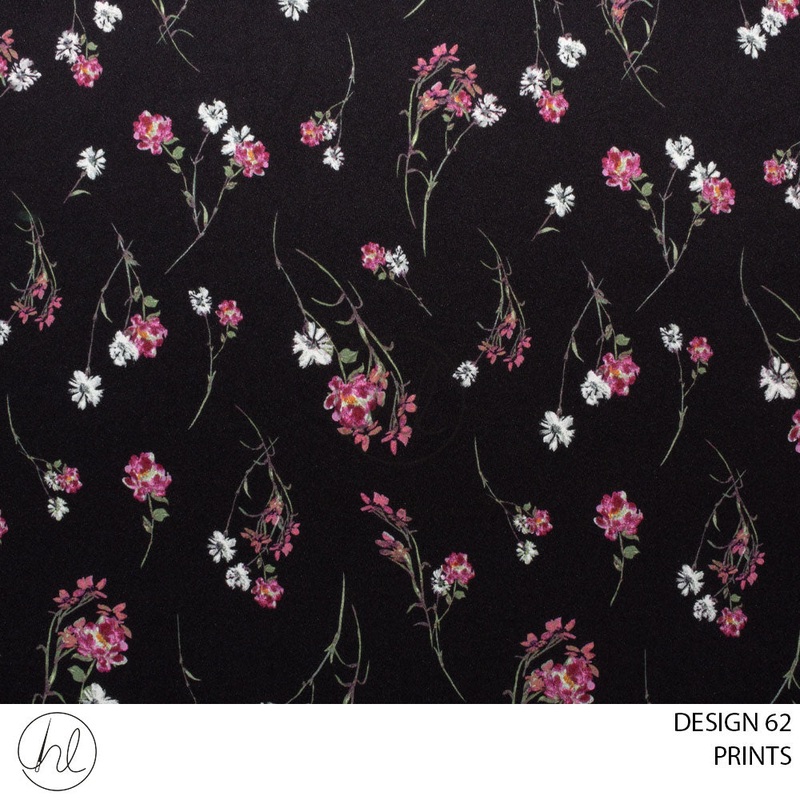 PRINTS 51 PER M BLACK DESIGN 62 150CM WIDE