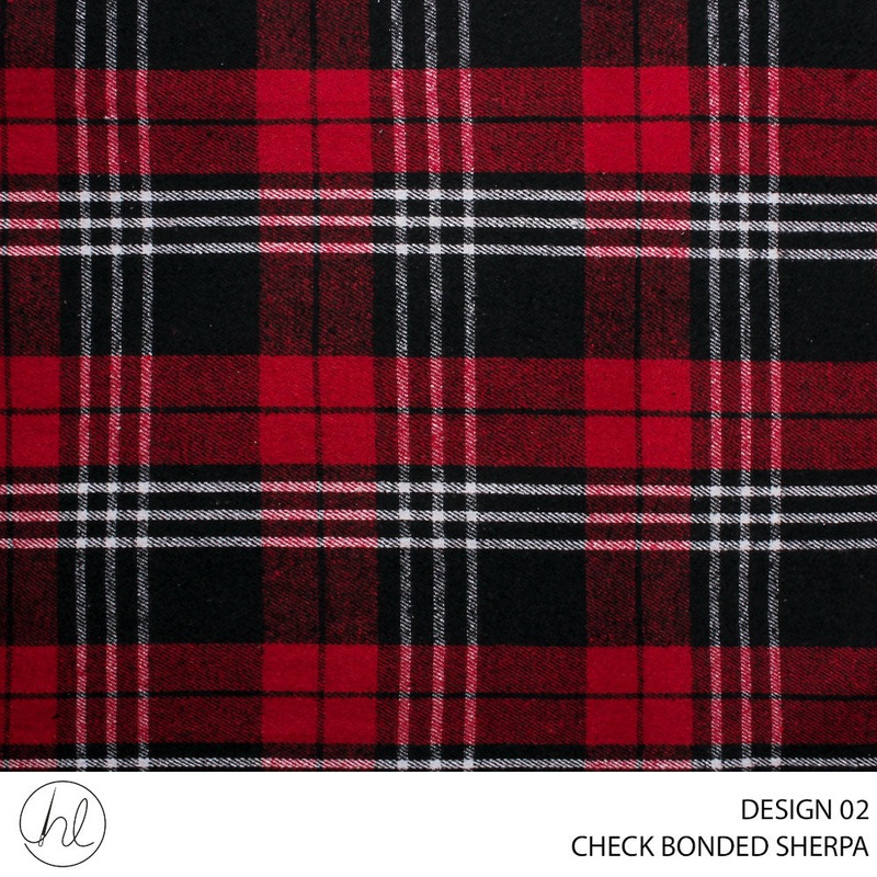 SHERPA BONDED CHECK FABRIC 150CM RED ROLL ROLL 001