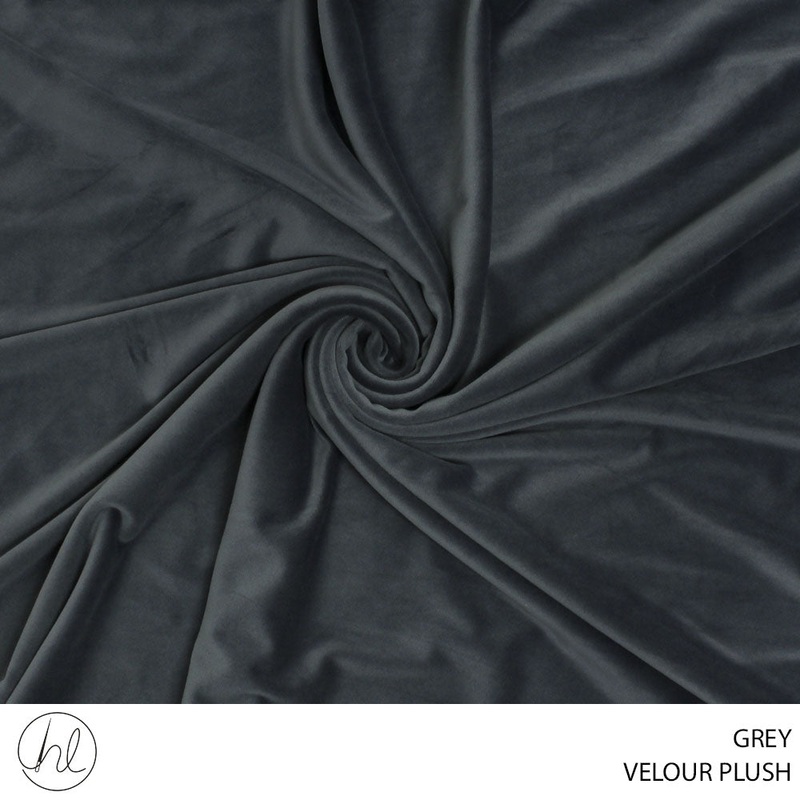 VELOUR PLUSH PLAIN FABRIC 150CM GREY ROLL ROLL 001