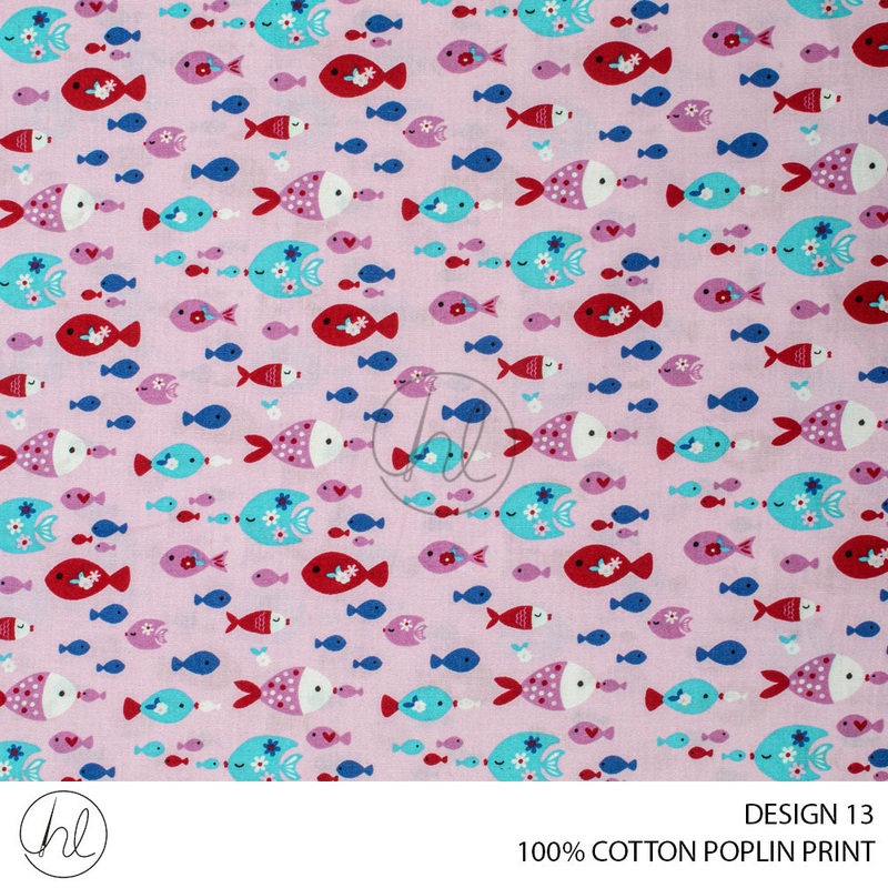 100% PRINTED COTTON POPLIN PER M DESIGN 13 PINK 150CM WIDE