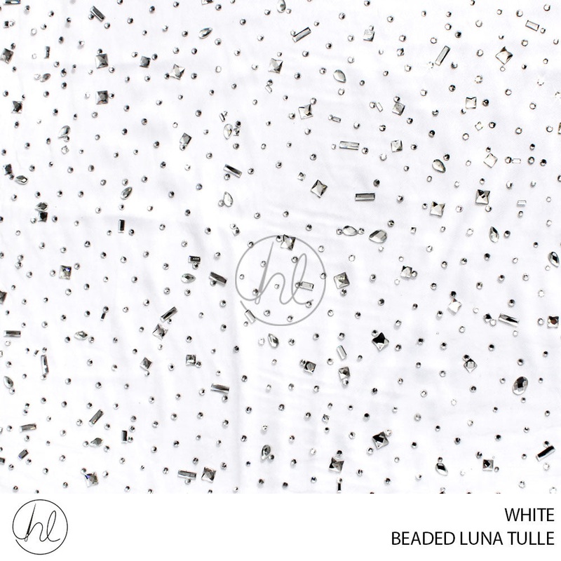 BEADED LUNA TULLE 781 WHITE 130CM PER M