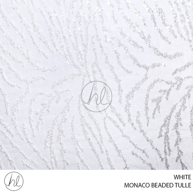 MONACO BEADED TULLE 781 WHITE 130CM PER M