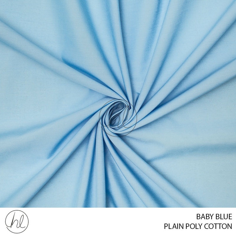 PLAIN POLY COTTON FABRIC 112CM BABY BLUE